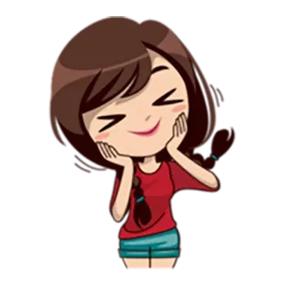 👌 kreskówka, dziewczyna, uśmiechnięta, szczęśliwa, postać whatsapp sticker