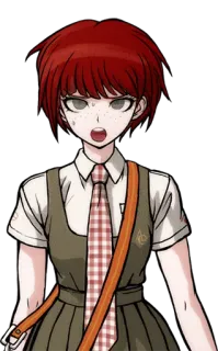 😰 Mahiru Koizumi Danganronpa Anime, Fille, Cheveux roux, Uniforme scolaire, Danganronpa telegram sticker