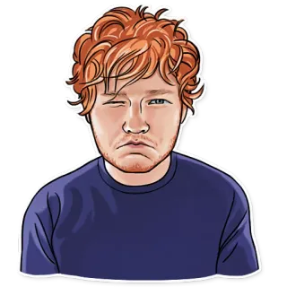 😏 Ed Sheeran cantante, músico, retrato, dibujo animado, celebridad telegram sticker