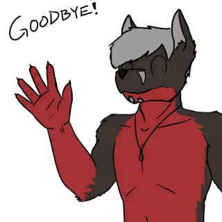 👋 Антро, Фурри, Волк, Мультфильм, Персонаж, Приветствие telegram sticker