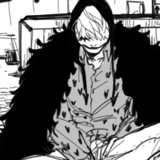 😔 Doflamingo One Piece 动漫, 漫画, 海贼王, 多弗朗明哥, 反派, 连帽衫 telegram sticker