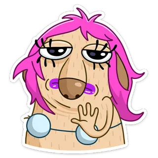 ⛔️ Dessin animé, Cheveux roses, Drôle, Bizarre, Personnage whatsapp sticker