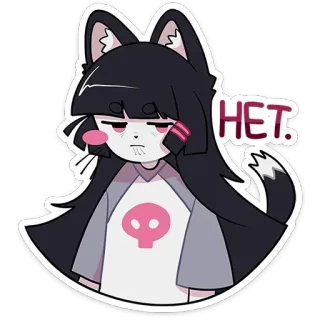 😒 HET. Anime, Ragazza gatto, Teschio, Triste, Arrabbiato whatsapp sticker