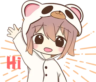 👋 HI anime, cute, bear, girl, greeting, hi, illustration telegram sticker