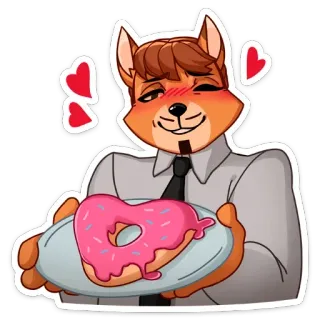 ❤️ donut, anthropomorphic, love, heart, cartoon, cute whatsapp sticker