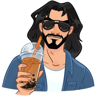 🧃 man, sunglasses, drink, bubble tea, casual, portrait telegram sticker