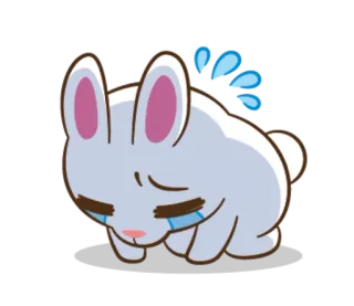 😔 кролик, зайчик, грустный, плачет, слезы, животное, стикер, мультик whatsapp sticker
