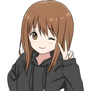 😉 Anime, Garota, Desenho animado, Piscadela, Sinal de paz, Fofo, Sticker telegram sticker