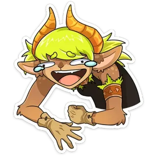 😂 quái vật, sừng, cười, hoạt hình, sinh vật, hài hước telegram sticker
