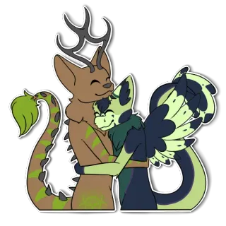 🤗 Furry, Anthro, Przytulanie, Uczucie, Przyjaźń, Fantasy, Kreskówka telegram sticker