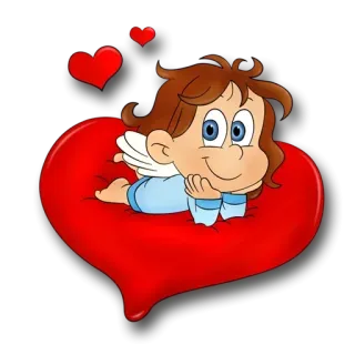 😰 Dessin animé, Ange, Coeur, Amour, Mignon, Ailes, Chérubin telegram sticker