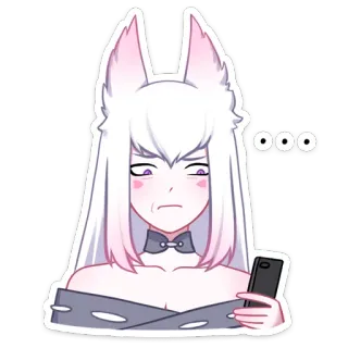 😒 ... anime, fox girl, expression, cute, irritated telegram sticker
