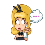 🤔 женщина, кролик, думает, мысль, мультфильм telegram sticker