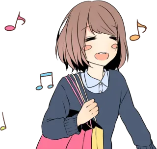 ☺️ anime, music, girl, singing, cartoon telegram sticker