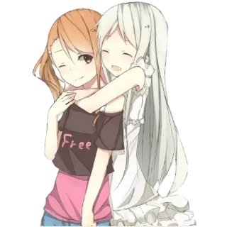 ❤ Free Аниме, Дружба, Милый, Мультфильм, Девушка, Кавай whatsapp sticker