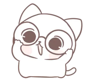 ⭐ 猫, 可爱, 卡哇伊, 眼镜, 快乐 whatsapp sticker