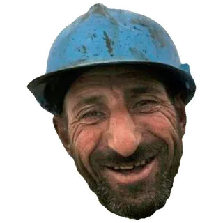 😃 mężczyzna, robotnik budowlany, pracownik fizyczny, kask, uśmiechnięty, portret telegram sticker
