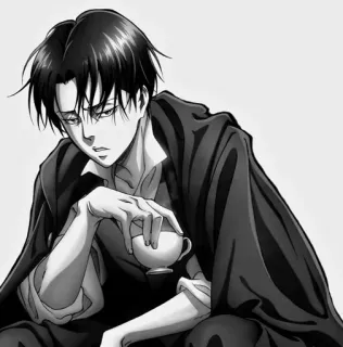 🤫 Levi Ackerman Attack on Titan anime, manga, levi, ackerman, attack on titan, tea, character telegram sticker