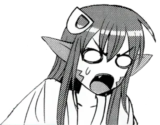 🐍 Anime, Manga, Ragazza mostro, Espressione, Scioccato, Cartone animato telegram sticker