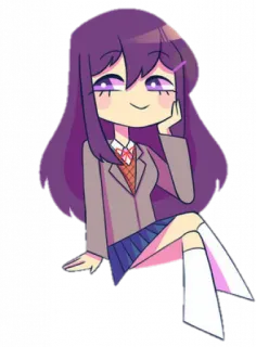 💜 Yuri Doki Doki Literature Club! Anime, Cô gái, Dễ thương, Tóc tím, Doki Doki Literature Club, Yuri, Kawaii, Sticker telegram sticker