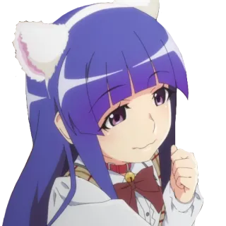 🐈 Ryuugu Rena Higurashi When They Cry Anime, Orejas de gato, Ryuugu Rena, Higurashi, When They Cry whatsapp sticker