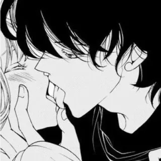 ❤️ アニメ, キス, ロマンス, 愛, アート, 白黒 telegram sticker