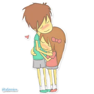 🎏 @afavoice kreskówka, przytulanie, para, miłość, uczuć, romantyzm telegram sticker