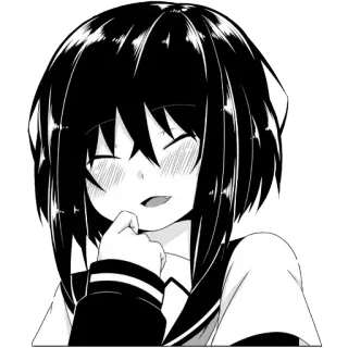 ☺️ Аниме девушка, Манга, Милый, Улыбка, Черно-белый, Школьная форма telegram sticker