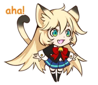 😺 aha! gatto, anime, carino, animale, kawaii, chibi telegram sticker