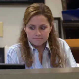 🗞 Pam Beesly The Office büro, empfang, fernseher, serie, pam telegram sticker