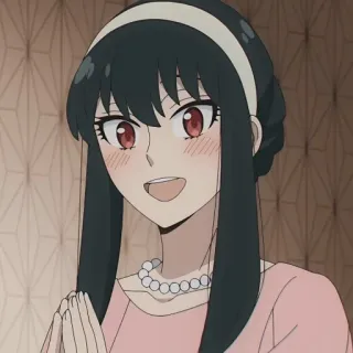 🌸 Yor Forger Spy x Family Anime, Spy x Family, Yor Forger, Dessin animé, Sourire, Femme, Personnage, Fanart telegram sticker