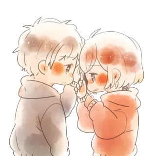 😭 coppia, carino, arrossire, bambini, amore telegram sticker