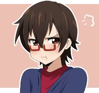 😤 anime, angry, glasses, cartoon whatsapp sticker