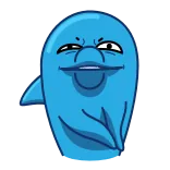 😈 Dessin animé, Bleu, Personnage, Sourire narquois, Art numérique, Drôle telegram sticker