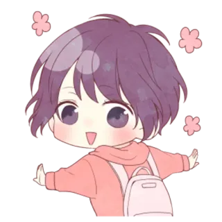 😁 Чиби, Кавайи, Милый, Аниме, Цветы, Рюкзак telegram sticker