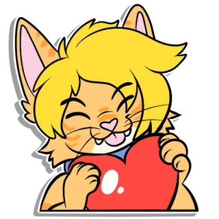 ❤️ chat, cœur, amour, dessin animé, animal, autocollant telegram sticker