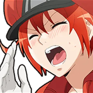 🩸 Erythrocyte Cells at Work! Anime, Cells at Work, Erythrozyt, Rotes Blutkörperchen, Cartoon, Charakter whatsapp sticker