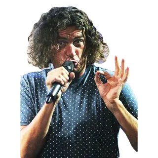 👌 мужчина, микрофон, кудрявые волосы, знак ок telegram sticker