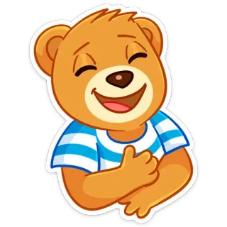 😁 orso, cartone animato, adesivo, animale, carino, maglietta a righe, felice whatsapp sticker