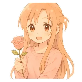 ❤ Аниме, Девушка, Роза, Милый, Каваий whatsapp sticker