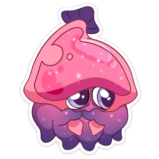 🥺 fungo, carino, adesivo, kawaii, fantasy, rosa, viola whatsapp sticker