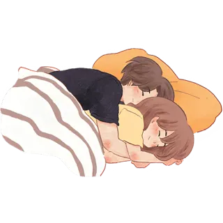🥱 couple, sleeping, cute, cartoon, love, relationship whatsapp sticker