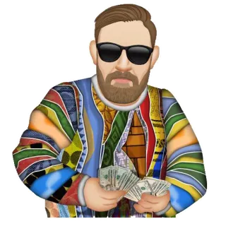 💰 homme, cash, argent, lunettes de soleil, dessin animé, dollars telegram sticker