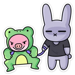 🦮 animal, desenho animado, coelho, porco, fantasia telegram sticker