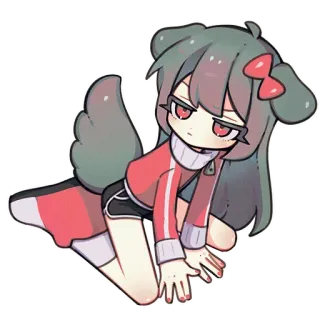 🎀 kartun, anime, lucu, karakter, gadis, merah, ilustrasi whatsapp sticker