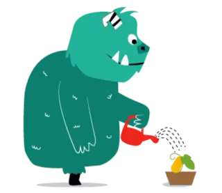 💦 mostro, giardinaggio, annaffiatoio, pianta, carino, cartoni animati telegram sticker