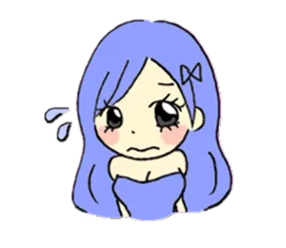 😥 Anime, Traurig, Mädchen, Tränen, Blaue Haare, Besorgt telegram sticker