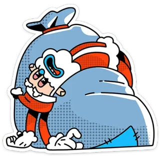 🎅 สติกเกอร์, การ์ตูน, ซานตาคลอส, คริสต์มาส, ถุงของขวัญ, น่ารัก telegram sticker