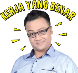 😡 KERJA YANG BENAR mann, brille, arbeit, der, richtig whatsapp sticker