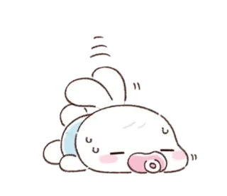 🐰 süß, Hase, Baby, Cartoon, kawaii, Schnuller telegram sticker